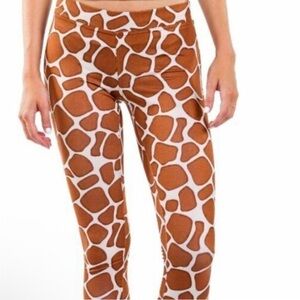 Tipsy Elves Giraffe Print Leggings - Brown and White